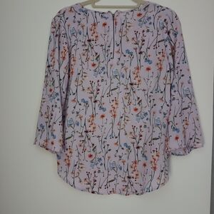 Pink Sheer blouse floral boho flowing Summer